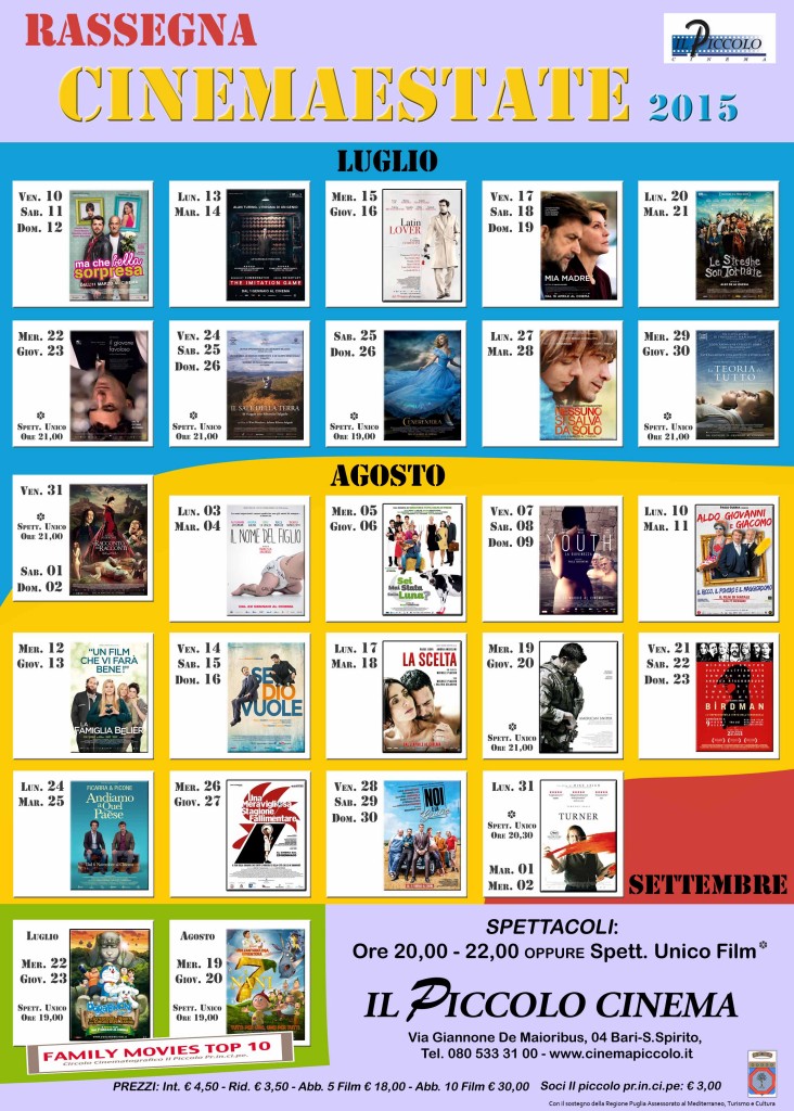 Piccolo Cinema Bari estate 2015 